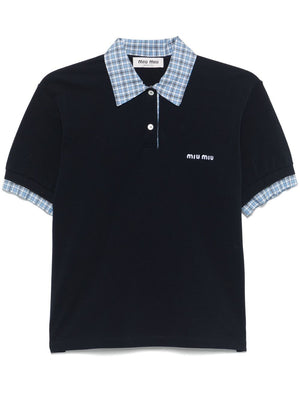 MIUMIU Layered-Effect Cotton Polo Shirt for Men - SS25