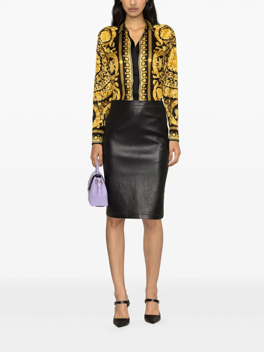 Baroque Print Silk Shirt for Women from Versace's SS24 Collection
