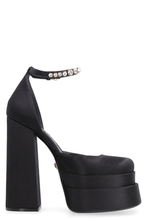 VERSACE Satin Medusa Head Platform Pumps 15.5cm