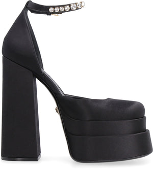 VERSACE Satin Medusa Head Platform Pumps 15.5cm