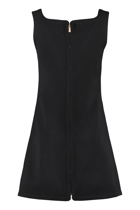 VERSACE Elegant Black Crepe Wool Mini Dress