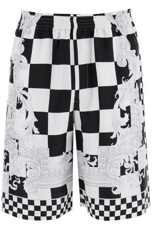 VERSACE Mini Baroque Print Silk Bermuda Shorts Set