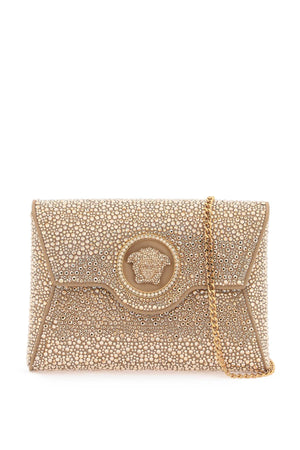 VERSACE Sparkling Silver Satin Envelope Clutch with Iconic Medusa - SS24