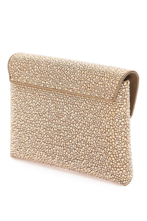 VERSACE Sparkling Silver Satin Envelope Clutch with Iconic Medusa - SS24