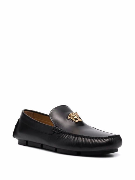 VERSACE Medusa Emblem Leather Loafers