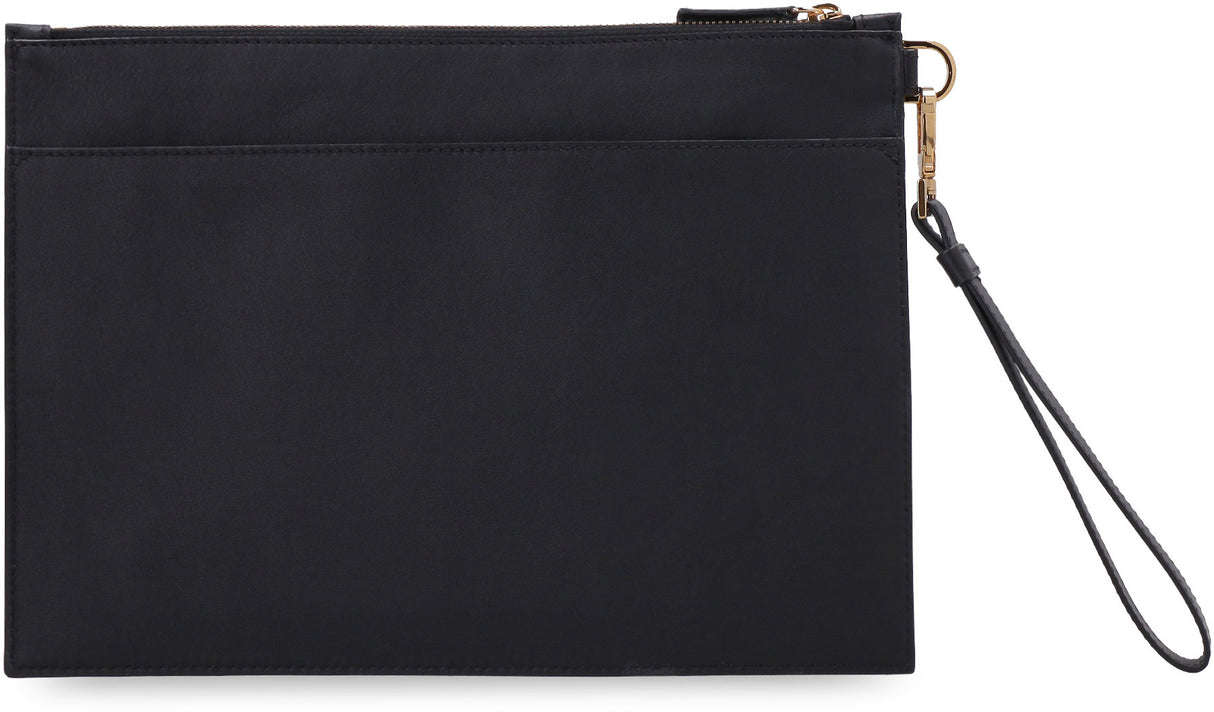 VERSACE Men's Black Leather Medusa Clutch from SS24 Collection