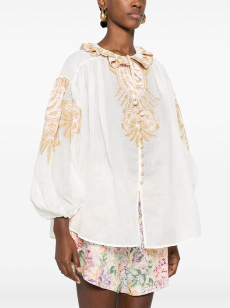 ZIMMERMANN EMBROIDERED RAMIE BLOUSE