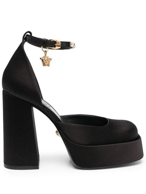 VERSACE Black Rhinestone Platform Pumps for Women