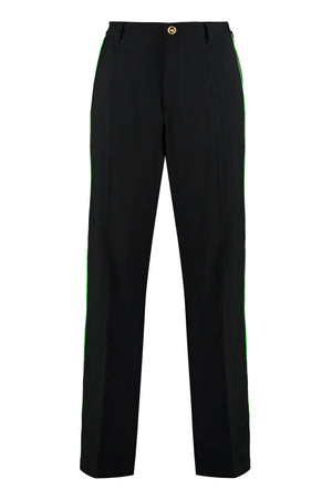 VERSACE Sleek Black Logo-Striped Track Pants for Men