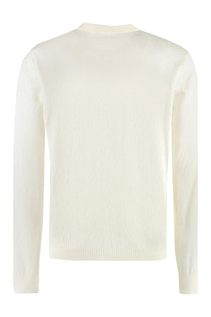 VERSACE Men's Long Sleeve Ivory Cotton Blend T-Shirt for FW23