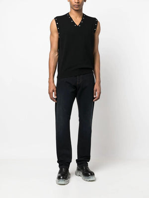 VERSACE Blue Contrast Stitch Denim Pants for Men - SS23 Collection