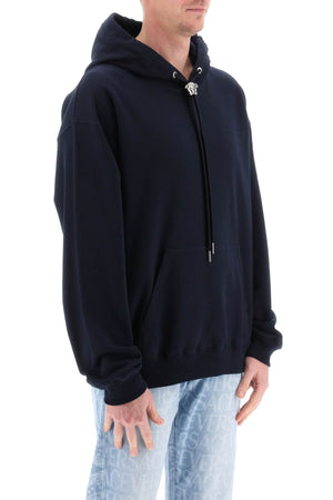 Áo Hoodie Cotton Vạt Rộng Màu Xanh Đậm Cho Nam