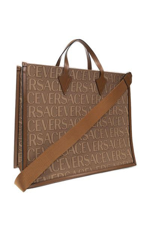 Beige Versace Men's Jacquard Tote Bag for FW23