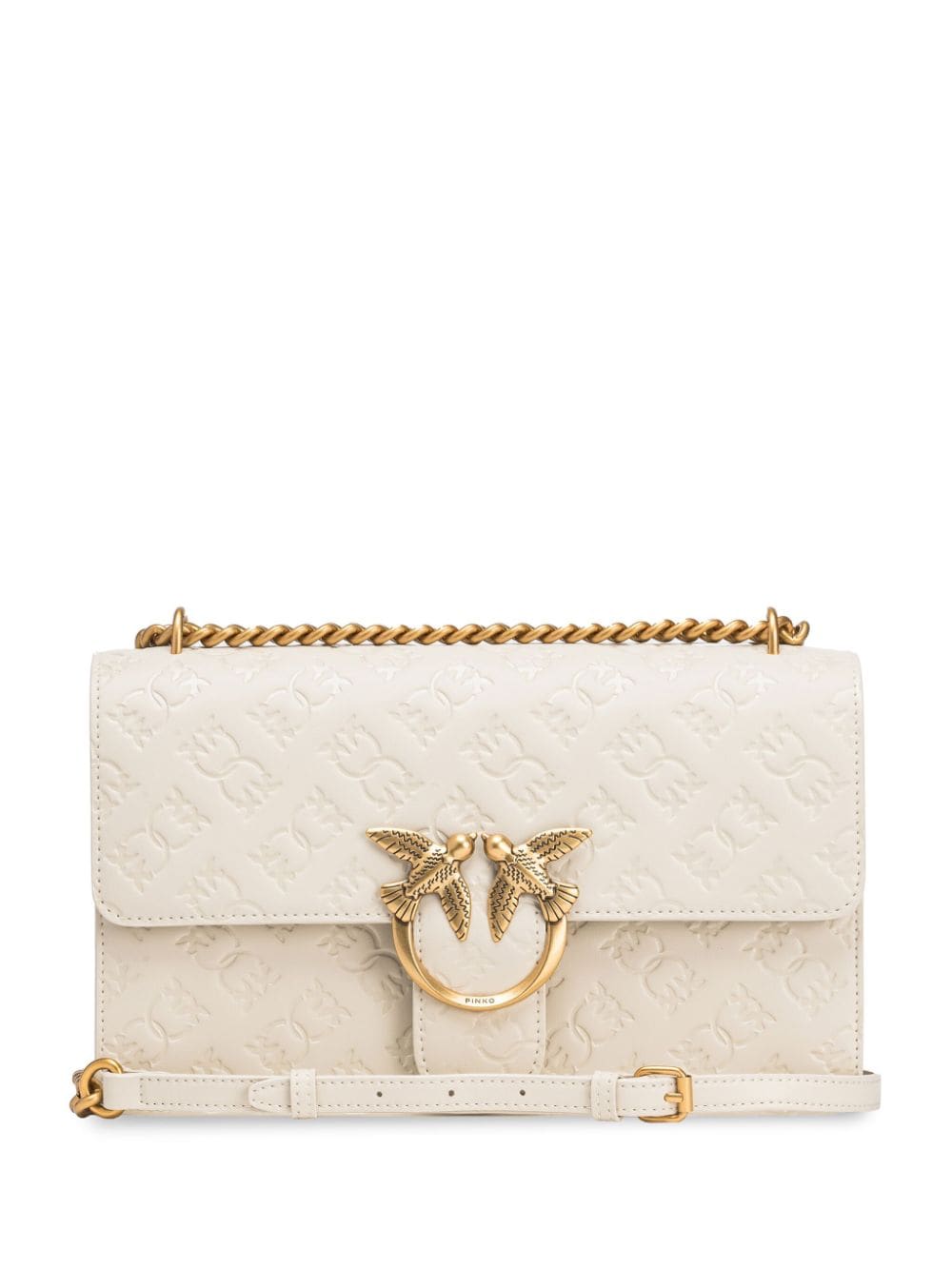 PINKO Mini White Leather Handbag with Logo Detail