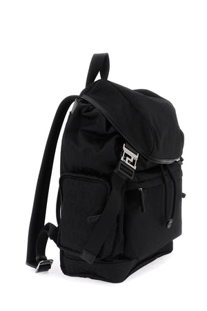 VERSACE Men's Black Allover Neo Nylon Backpack for FW24