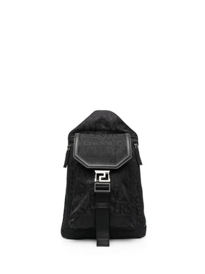 Túi đeo vai logo jacquard đen cho nam FW23
