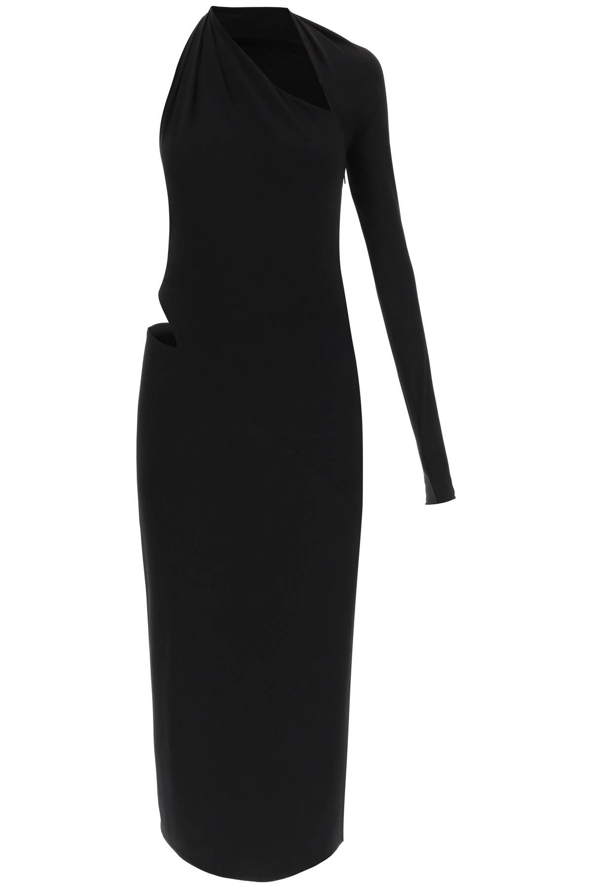 VERSACE Black Asymmetrical Cut-Out Long Dress for Women - SS23 Collection