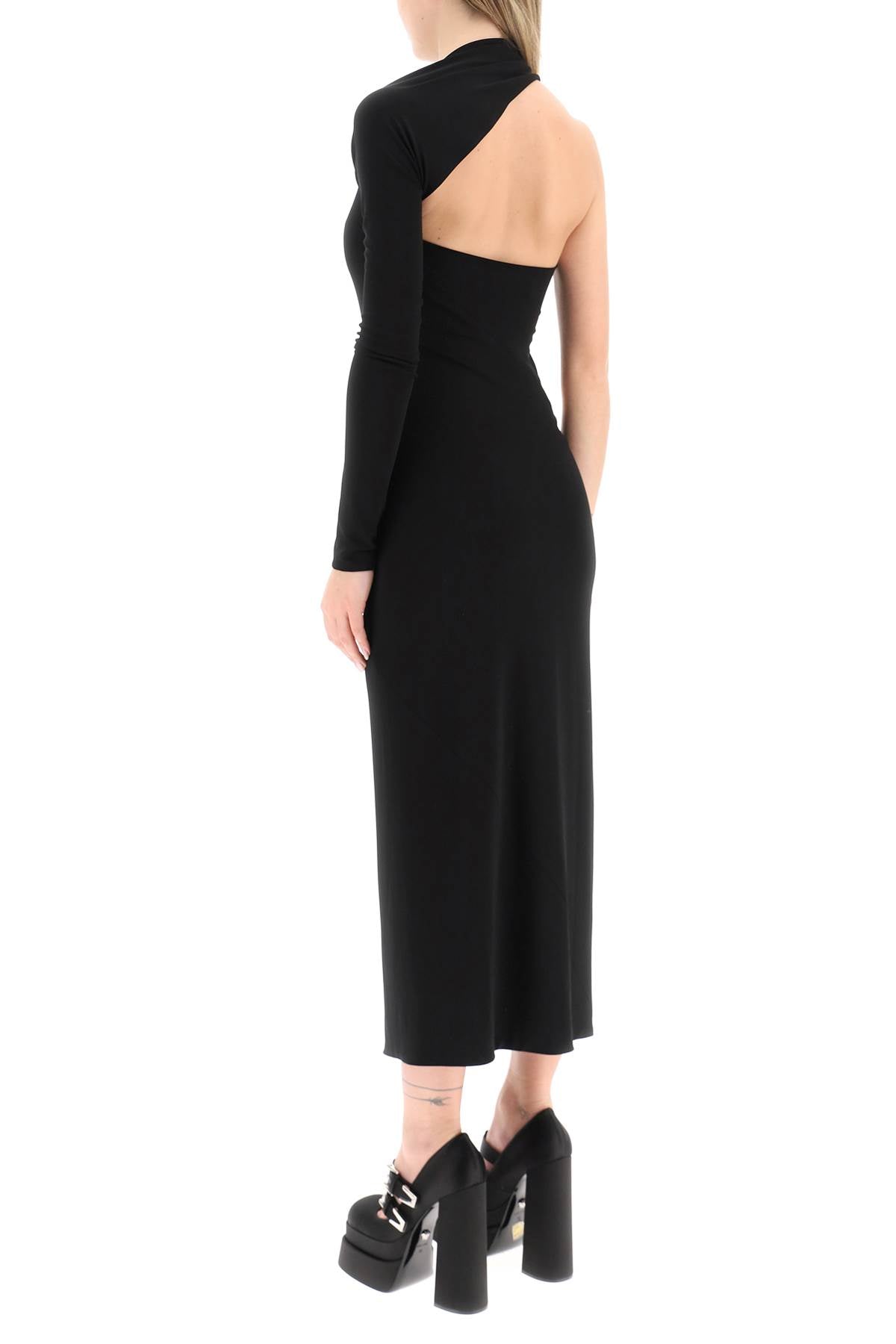 VERSACE Black Asymmetrical Cut-Out Long Dress for Women - SS23 Collection