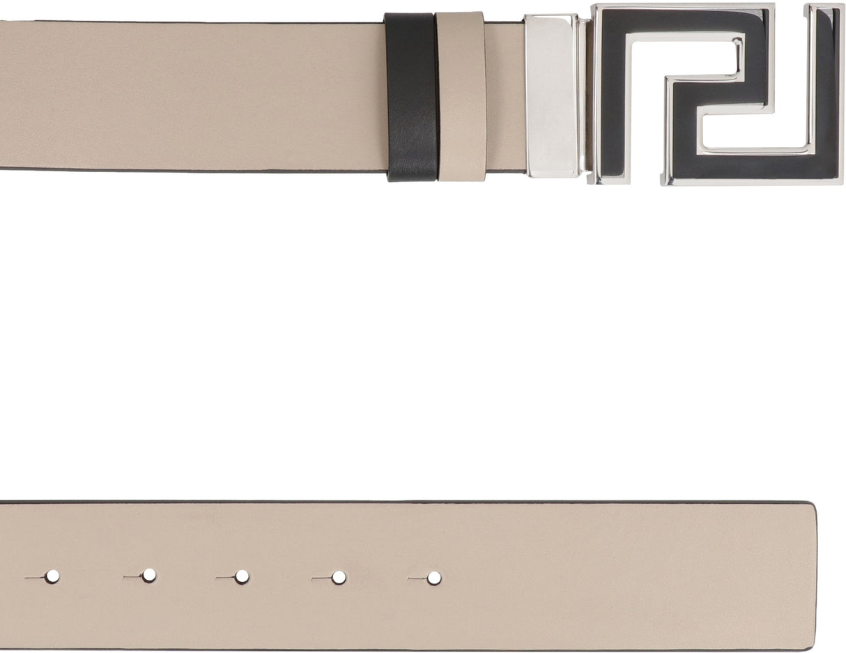 VERSACE Men's Reversible Leather Belt - Sand