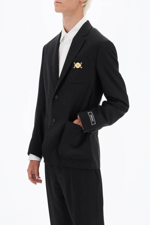 VERSACE Classic Black Wool Single-Breasted Blazer for Men