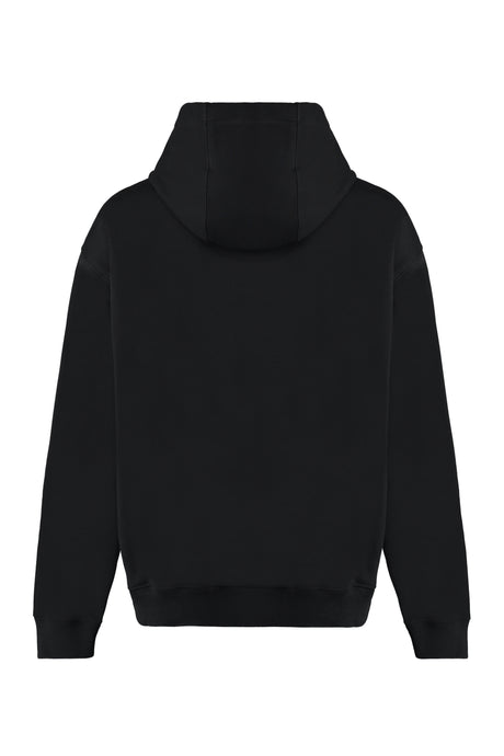 VERSACE Men's Black Contrast Logo Cotton Hoodie for FW23