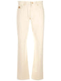 VERSACE Men's Ecru Straight Leg Jeans with Gold-Tone Details