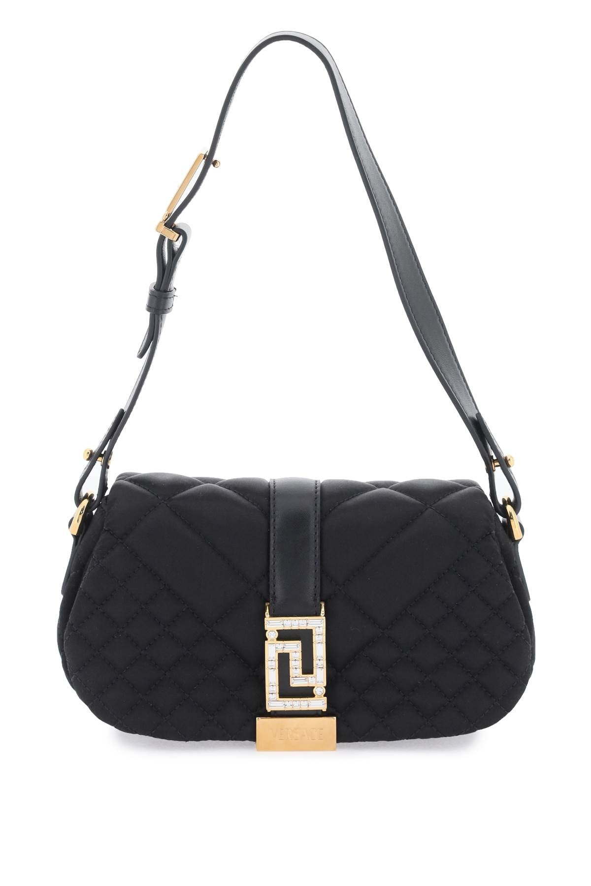 VERSACE Greek Goddess Mini Quilted Satin Shoulder Handbag with Crystal Detail