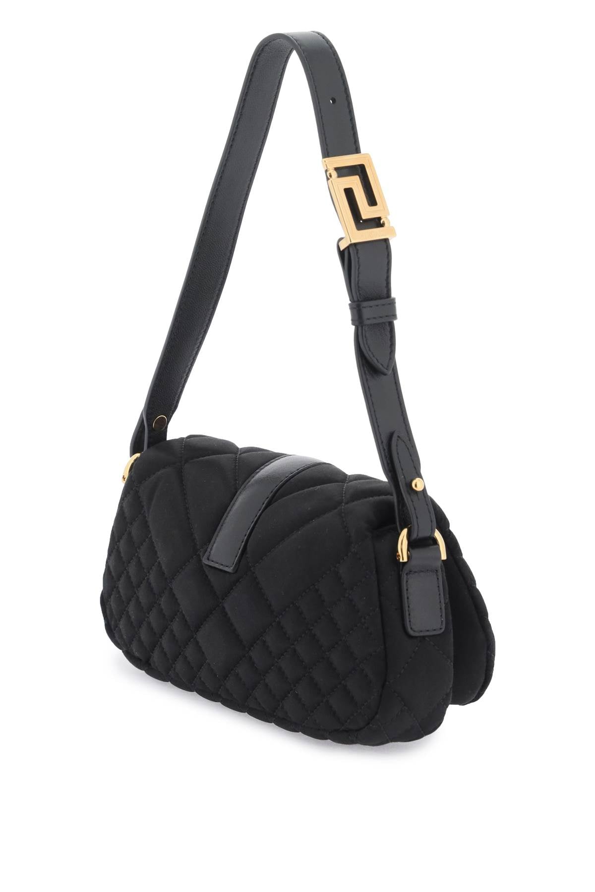 VERSACE Greek Goddess Mini Quilted Satin Shoulder Handbag with Crystal Detail