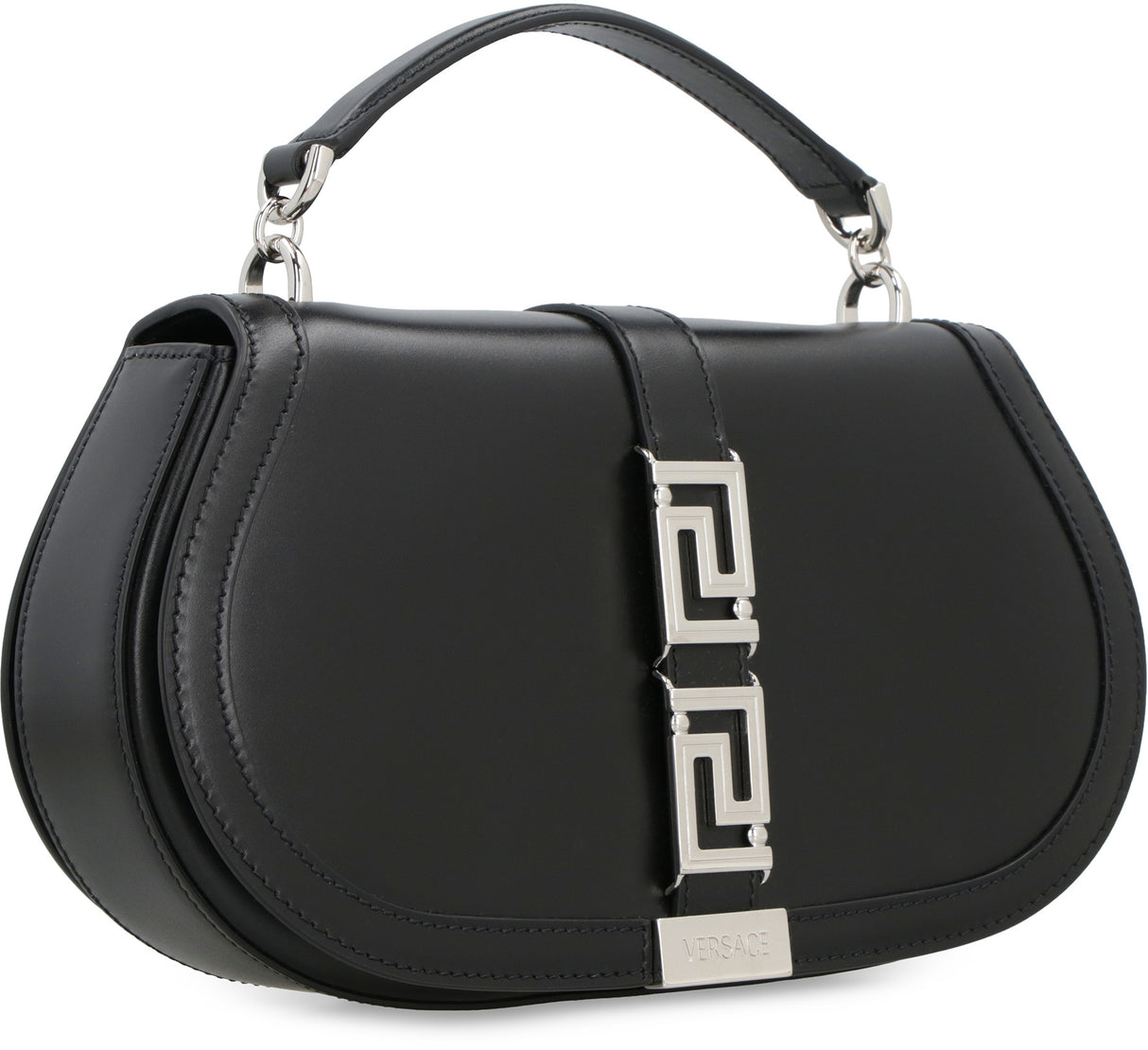 VERSACE Greek Goddess Leather Crossbody Bag in Black