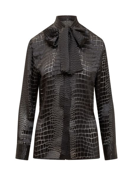 VERSACE Embossed-Effect Raffia Shirt for Women - FW23 Collection