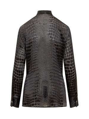 VERSACE Embossed-Effect Raffia Shirt for Women - FW23 Collection