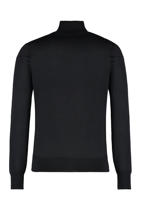VERSACE Classic Black Wool Blend Turtleneck Sweater for Men