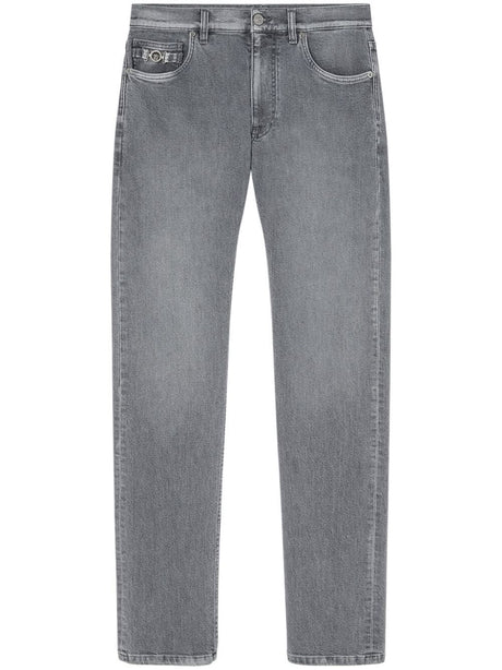 VERSACE Stone Wash Gray Denim Pants for Men