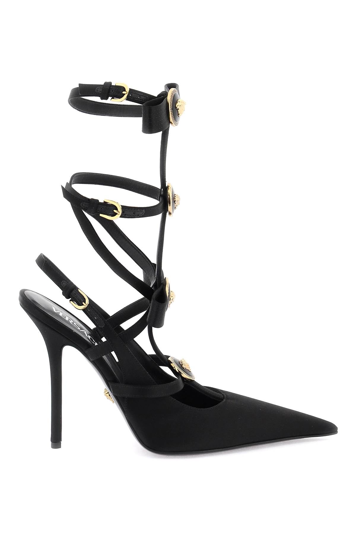 VERSACE Elegant Black Slingback Pumps with Gianni Ribbon Bows for Women - FW23