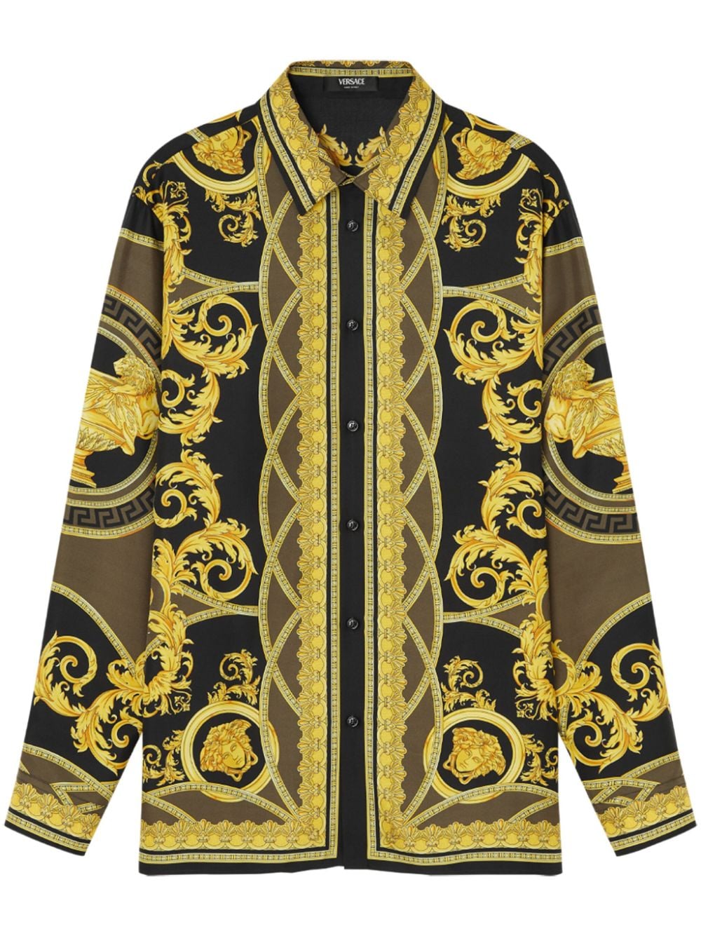 VERSACE Classic Baroque Print Silk Shirt for Men