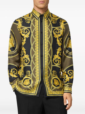 VERSACE Classic Baroque Print Silk Shirt for Men