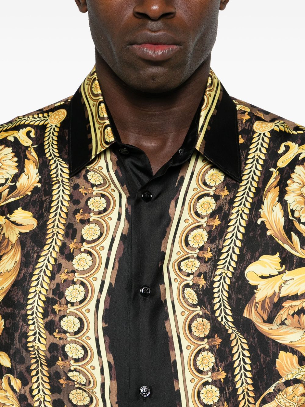 VERSACE Leopard Print Silk Shirt