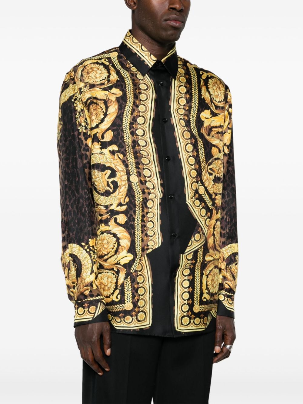 VERSACE Leopard Print Silk Shirt