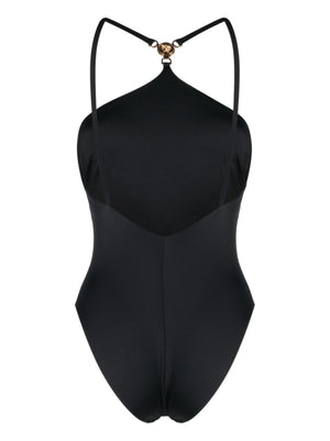 VERSACE High Cut Black Medusa Head Swimsuit