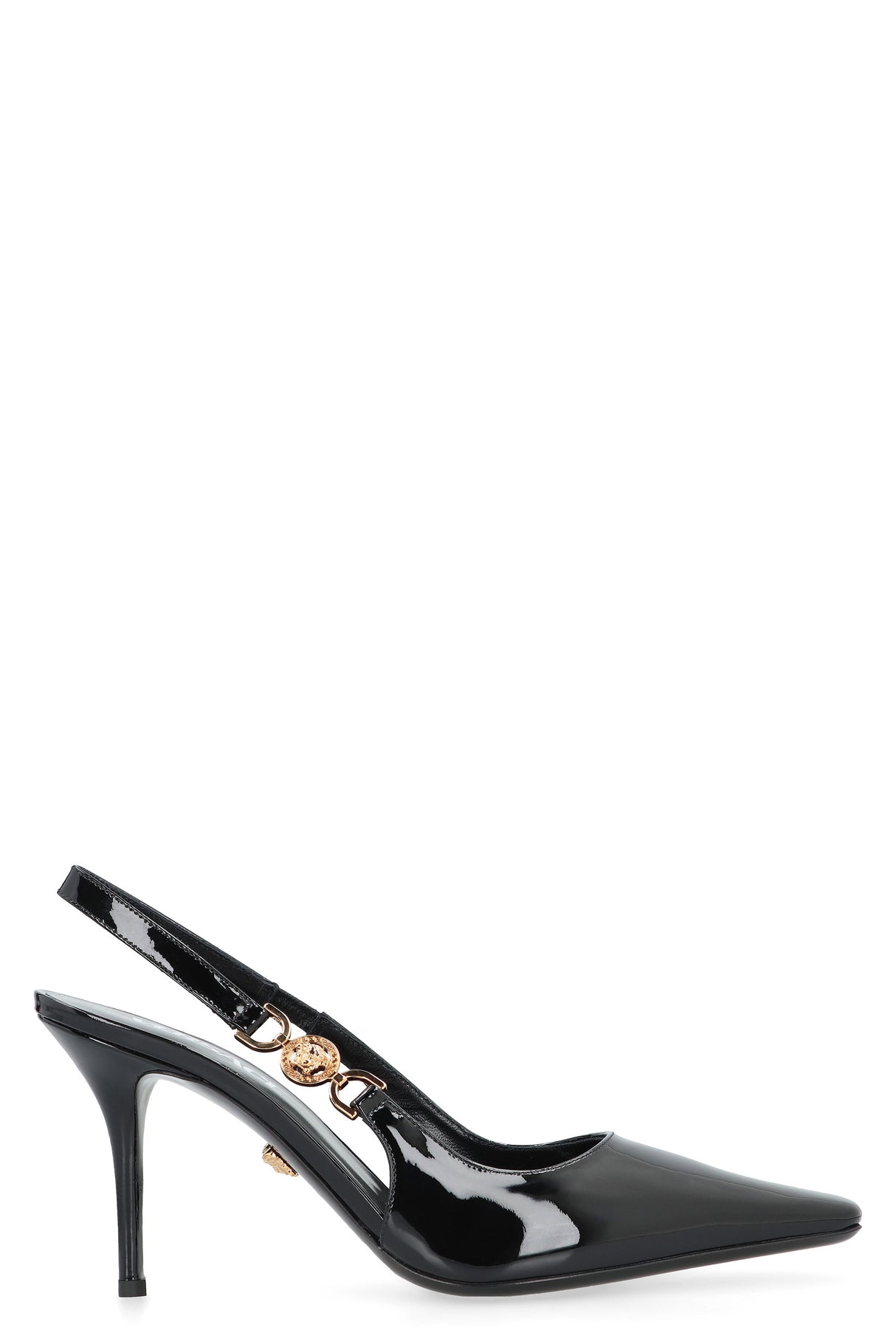 VERSACE Black Patent Leather Slingback Pumps - FW23