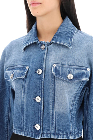 VERSACE Blue Cropped Denim Jacket with Kimono Sleeves for Women - FW23