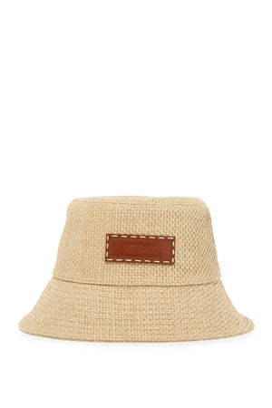 VERSACE Chic Raffia Bucket Hat with Leather Accent, Size 58