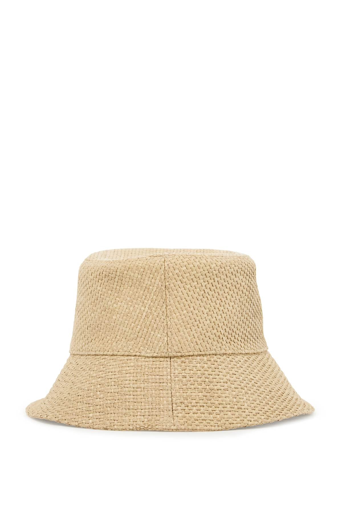 VERSACE Chic Raffia Bucket Hat with Leather Accent, Size 58