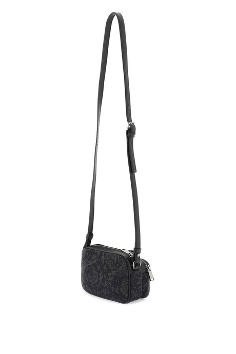 Túi xách đeo chéo họa tiết Baroque đen cho nam