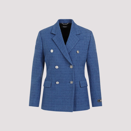 Áo khoác Tweed màu xanh dành cho phụ nữ | SS24 Fashion | Trang phục ngoài của nhà thiết kế