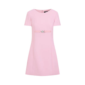 VERSACE Pink Viscose Dress with Metal Logo for Women - SS24 Collection