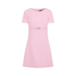 VERSACE Luxurious Short Sleeve Mini Dress in Pink & Purple for Women - SS24 Collection