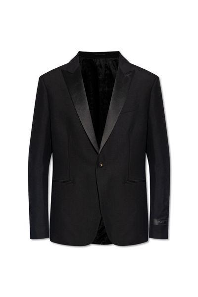 Áo khoác tối màu đen nam với chi tiết Duchesse