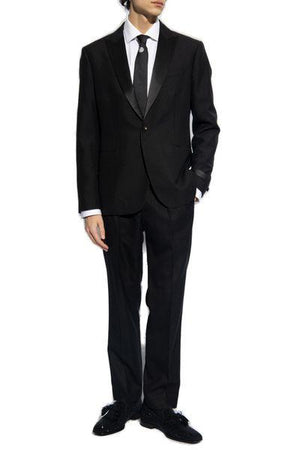 VERSACE Men's Black Evening Jacket with Duchesse Details