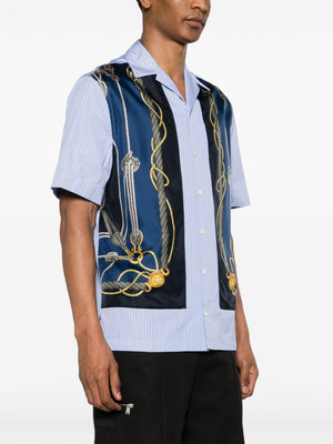 VERSACE Striped Informal Silk and Cotton Shirt for Men